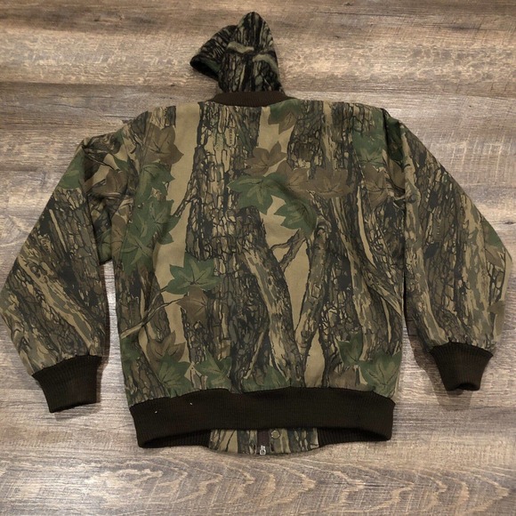 VTG Cabelas Jacket Boys M Camo Trebark Full Zip Hooded Camouflage - Picture 2 of 9